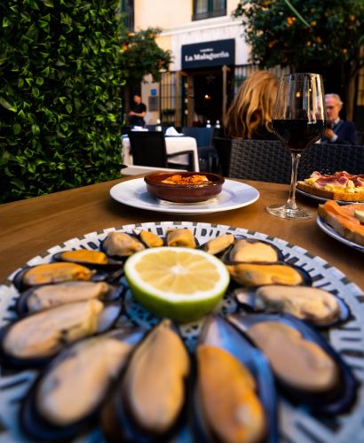 gambas al pil ´pil Mejillones y gambas al pil pil en Málaga